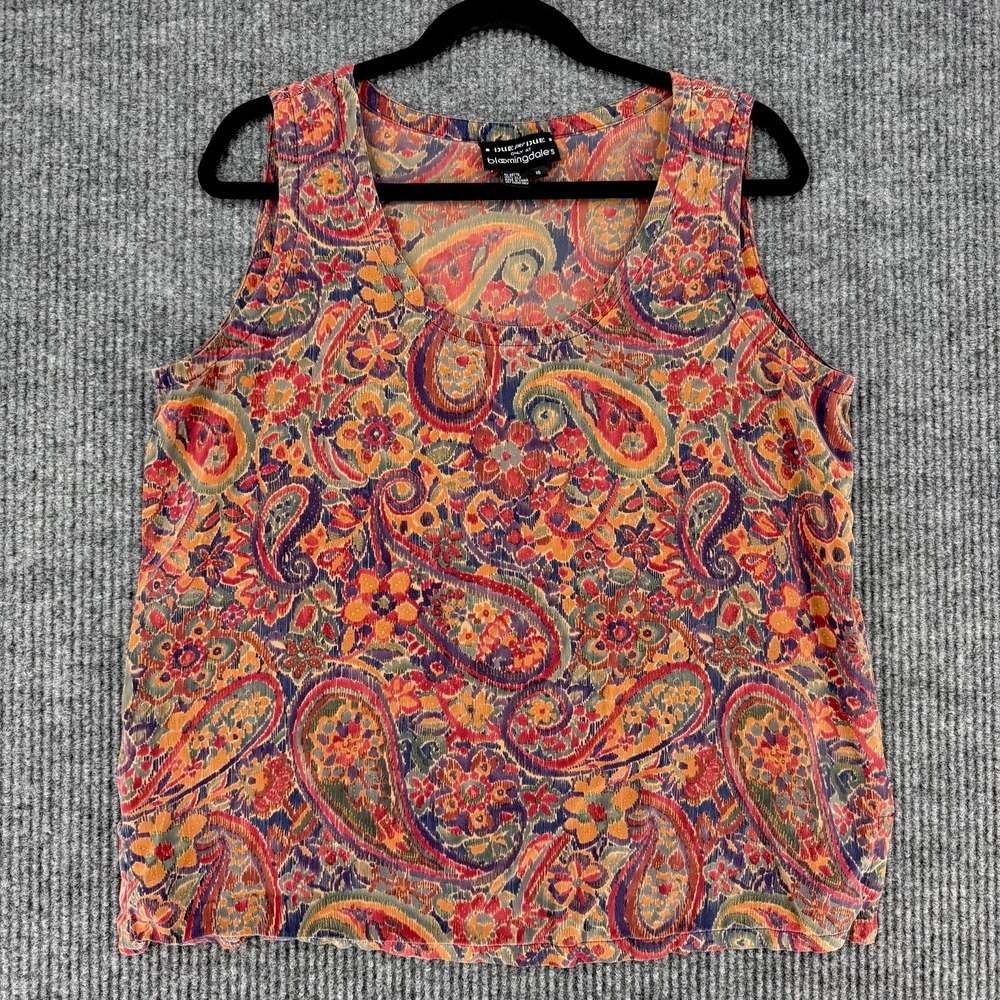 Vintage Due Per Due Bloomingdale's silk paisley tank‎ top women size 16 luxury